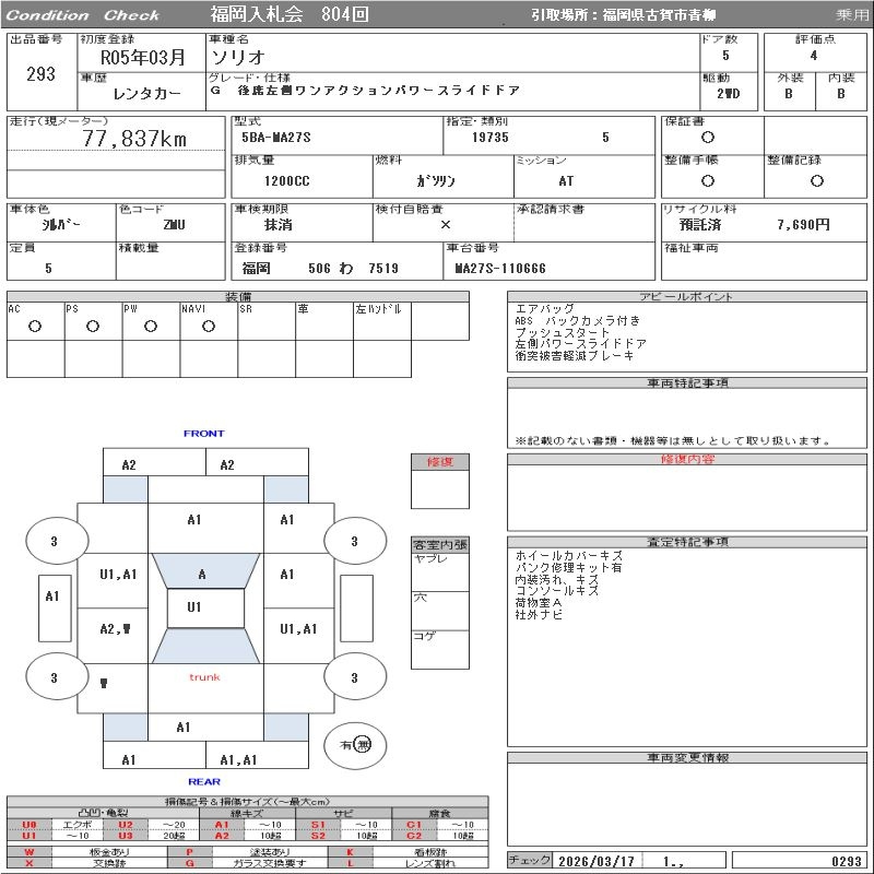 SUZUKI SOLIO 2023 - Аукционный лист