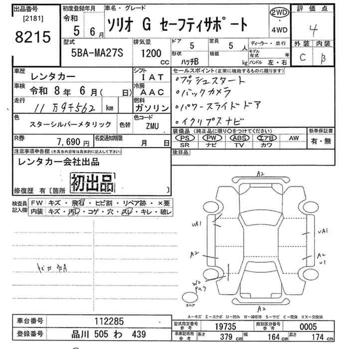 SUZUKI SOLIO 2023 - Аукционный лист