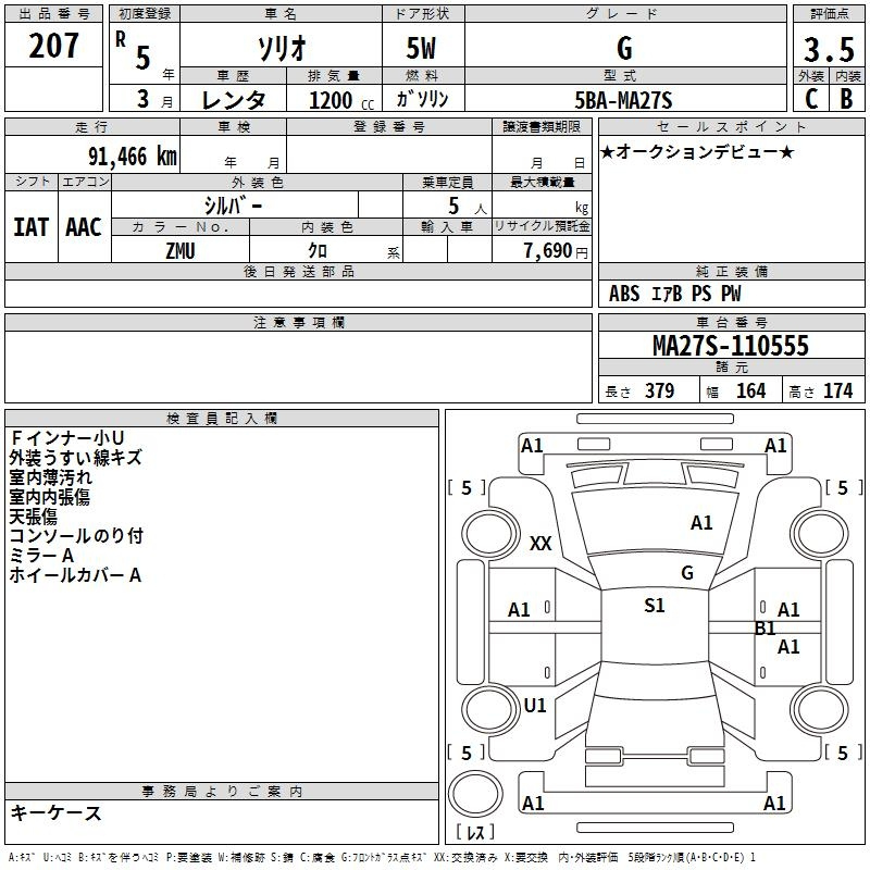 SUZUKI SOLIO 2023 - Аукционный лист